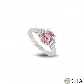 White Gold Padparadscha Pink Sapphire and Diamond Ring